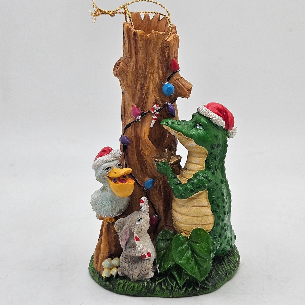 Vintage Christmas Alligator Bird Bunny Tree Ornament Figurine Woodland Holiday